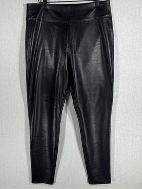 GAP Faux Leather Leggings Women's Large Black High Rise Pull On Stretch Pants